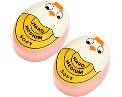 2 Stuks - Eierwekker - Ei Timer - Kleur Veranderende Ei Wekker - Kookwekker - Eierkoker - Eieren Koken - Geel - 5.5*4cm - Polyhars - Eieren Wekker - Keukengereedschap - Kookgereedschap