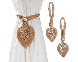 2 stuks embrasses Boho gordijnhouders bladeren katoen macramé gordijnhouders gordijnhouders gordijn clips veer gordijnklemmen voor gordijnen decoratie
