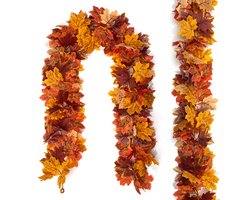 2 stuks-esdoornbladslingers–Totale lengte 360 ​​cm–Geschikt voor binnen en buiten–Decoratie voor Halloween & Thanksgiving–Inclusief ophanghaken–Realistische herfstbladeren–Duurzaam kunststof–Eenvoudig op te bergen–Feestelijke sfeer–Oranjebruin
