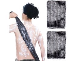 2 stuks exfoliërende bodyscrubber en extra lange handdoek - Scrubhandschoen en washandje voor diepe reiniging - Loofah met speciale textuur voor pluizig schuim - Doucheaccessoires