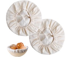 2-stuks fermentatiedoek - Wasbare stoffen komhoes - Fermentatiemandvoering - Ronde broodfermentatiehoes - Geschikt voor bakkerijen, thuis bakken, broodzuurdesem, zelfgemaakt bakdeeg - Beige