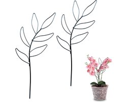 2 Stuks - Ferrarium rek - Klimrek Planten - Klimrek Planten Buiten - Bladvormige Plantenrek - Plantensteun - Plantenstok - Plantenrek Buiten - Potplanten Tuin Kamerplant - Zwart - Metaal