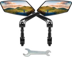 2 stuks fietsspiegel, achteruitkijkspiegel, fiets, grote inklapbare spiegel voor 20-24 mm stuur, HD 360° verstelbare fietsspiegel, achteruitkijkspiegel, fietsspiegel voor fiets, mountainbike