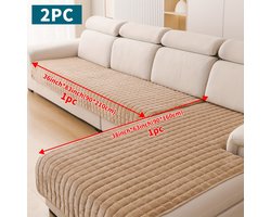 2 Stuks flanel Bankhoes Set, Antislip Krasvast L-Vorm Bankbeschermer, Wasbaar Makkelijk Onderhoud Huisdierbestendig Hond Kat Bankkleed, Vlekbestendig Zitkussen Beschermer voor Woonkamer, 90x210cm + 90x160cm, Khaki