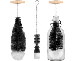 2 Stuks Flessenborstel - geschikt voor SodaStream Crystal glazen flessen - reiniging soda reinigingsborstel - universele flessenreiniger borstel - voor glazen karaf drinkflessen frisdrankflessen - zwart