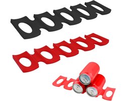 2 stuks - Flessenrek - Drankflessenrek - Koelkast Flessenhouder - Wijnrek - siliconen koelkast flessenhouder - koelkast bekerhouder - makkelijk te stapelen koelkastfleshouder - voor keukenkoelkast, aanrecht, voorraadkast - 30.6*9.5 cm - zwart, rood