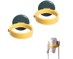 2-stuks föhnhouder - Wandgemonteerde föhnhouder - Kaptafel föhnhouder - Zelfklevende föhnhouder - Met stekker en snoerorganizer - Geen boren nodig - Geen spijkers nodig - Geschikt voor badkamers en slaapkamers - Geel