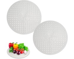 2 Stuks - Gootsteenmat - ø 31 Cm - Gootsteenmatten - Voor Spoelbak - Wasbak Matje - Gootsteenmat Rond - Gootsteen Matje Wit Rond Ruber - Aanrechtmatje Rubber Gootsteen - Voor Keukenspoelbakvloer, Bestek En Glaswerk