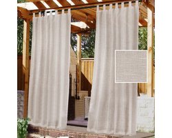 2 Stuks - Gordijnen - Buitengordijnen - Prieelgordijnen - Waterdicht - Buitengordijnen - Verduisteringsgordijnen - Klittenbandsluiting - Geen gaten nodig - Geschikt voor patio's, prieeltjes en tuinen - Lichtbruin - 132 x 241 cm