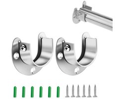2 stuks - gordijnroede beugels - U-vormige gordijnroede beugel - met schroeven - geschikt voor het bevestigen van hangroedes aan garderobekasten - zilver - 25mm