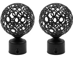 2 stuks gordijnroede-eindstukken voor gordijnroedes met een binnendiameter van 25-28 mm - zwart