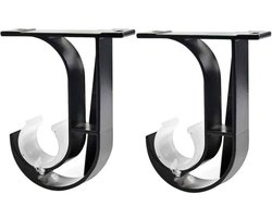 2 stuks - Gordijnroedehouder - gordijnroede beugel - gordijnroede houders - decoratieve staaf haken - gordijnroede haken - gordijnroede ophangen - raambeslag - bevestigingen voor gordijnroedes - voor 28 mm stang -zwart