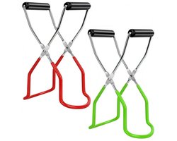 2 stuks - Groen en Rood - Warmte-geïsoleerde inmaaktang - Inmaaktang - Blikopener - Keukengereedschap - Rubberen grip - Stevige grip - Veilig en handig