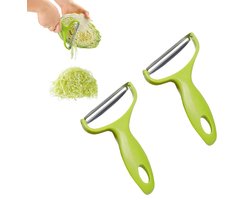 2-stuks Groenteschiller - Rasp - Koolschiller - Schiller - Koolrasp - Keukengereedschap - Gemakkelijk vast te houden - Geschikt voor aardappelen, kool, rode kool, meloenen en andere groenten - Groen