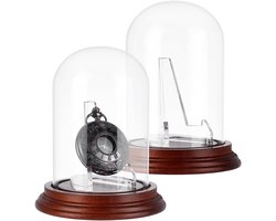 2 Stuks Grote Glazen Display Koepel voor Horloges, Decoratieve Box voor Pocket Watches, Medailles en Verzamelobjecten met Beschermende Showcase