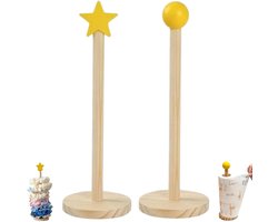 2 stuks - Haarelastiekjeshouder - Sieradenrek voor haarelastiekjes - Displayrek van massief hout - Houder voor haaraccessoires - Tissuehouder - Geel - 26,5 cm x 8 cm - Ruimtebesparend - Geschikt voor meisjes, vrouwen, badkamer- en slaapkamerdecoratie