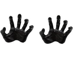 2-stuks Halloween Demon Hand Ornamenten - Halloween Decoraties - Muur Gemonteerde Demon Hand - Creatieve Heks Decoraties - Zwarte Handpalm - Met Expansieschroeven - Geschikt voor Halloween en Spookhuisfeesten - Zwart