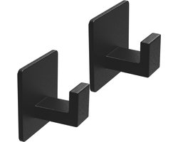2 stuks - Handdoekhaakjes - handdoekhaken - Zelfklevend - Multifunctioneel - Wandhaken - Roestvrij staal - Voor het ophangen van jassen, hoeden, handdoeken, badjassen, kleding, deuren, kantoren, keukens, badkamers - Douchehaken - Zwart