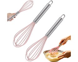 2 stuks - Handgarde - blender - Mixer - Siliconen handgarde - Duurzame handgarde - Keukengereedschap voor bakken en koken - Garde - Keukengereedschap voor bakken en koken - Roze - 20x5cm - Geschikt voor bakken en koken