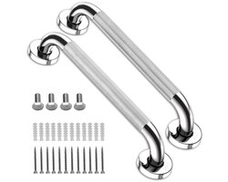 2 Stuks Handgreep Badkamer - 30Cm - Wandbeugel - Extra Grip - Toiletbeugel / badgreep / douchegreep - Geschikt voor douche en toilet - Veiligheidsgreep - Handvat voor ouderen en kinderen - Inclusief Ophangmateriaal - Zilver