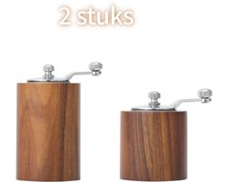 2 stuks handmatige koffiemolens - instelbare maalgraad - voor koffiebonen, peper en zout - klein en groot