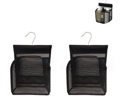 2 stuks - hangende badopbergtas - douchetas voor toiletartikelen - douche opbergtas - gaasmateriaal - ophangbaar - badkamer, douche, thuisreizen - zwart