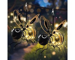2 stuks - Hangende solarlamp - Decoratieve tuinverlichting op zonne-energie - Buitenverlichting op zonne-energie - Buitenverlichting - Leuk bijendesign - Tuindecoratie voor terrassen, balkons en paden