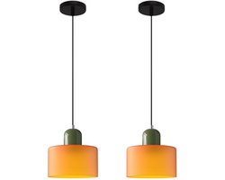 2 Stuks Hanglamp Glas Eetkamer Plafondlamp Modern Kroonluchter voor Woonkamer Kinderkamer Slaapkamer Oranje