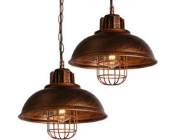 2 Stuks Hanglamp Industrieel E27 Kroonluchter Woonkamer Plafondlamp Slaapkamer Koper