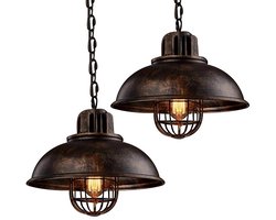 2 Stuks Hanglamp Industrieel E27 Kroonluchter Woonkamer Plafondlamp Slaapkamer Zwart Roest