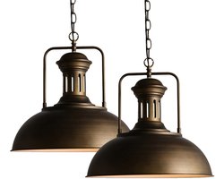 2 Stuks Hanglamp Slaapkamer Industriële E27 Kroonluchter Woonkamer Plafondlamp Bronzen