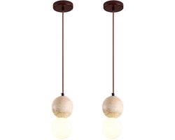 2 Stuks Hanglamp Vintage Creatief Steen Kroonluchter G9 Plafondlamp voor Slaapkamer Eetkamer Woonkamer