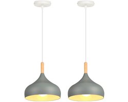 2 Stuks Hanglamp Woonkamer Moderne Plafondlamp E27 Kroonluchter voor Slaapkamer Keuken Hal Grijs