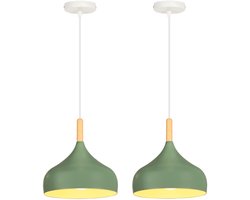 2 Stuks Hanglamp Woonkamer Moderne Plafondlamp E27 Kroonluchter voor Slaapkamer Keuken Hal Groen