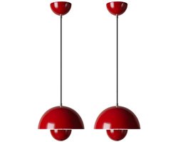 2 Stuks Hanglampen Eetkamer Modern E27 Plafondlamp voor Woonkamer Slaapkamer Badkamer Rood