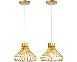 2 Stuks Hanglampen Industriële Slaapkamer Hanglamp Moderne Plafondlamp E27 Kroonluchter voor Woonkamer Binnen Goud
