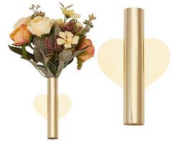 2 stuks Hart Muur Vaas Goud Metaal Roestvrij Staal vaste voorraad Plant Gedroogde Bloem Display Muren Gemonteerd Decor Houder Vaas voor Thuiskantoor Woonkamer Slaapkamer Decoraties