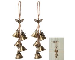 2 stuks, heksenbeHLen, deurklinkbeschermende beHLen, windgong, geschikt voor woonkamers, eetkamers, tuinen, kantoren, cafés, restaurants, boekwinkels, appartementen, hotels ，Koperkleurig, 28 cm.