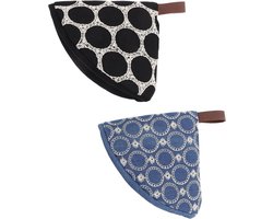 2 Stuks Hittebestendige Pannengreep Hoes Antislip Anti-verbrand Beschermkap Decoratieve Katoenen Handgreepomwikkeling met Japanse Borduursels voor Gietijzeren Pannen Magnetron