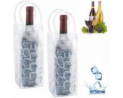 2 stuks - Honingraat Gel Wijn Gekoelde Tote Bag - Gel Wijnfles Koeler IJszak - Wijnkoeler - Wijnfles Vriezerzak - Voor Rode en Witte Champagne of Mousserende Wijn - Transparant