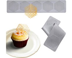 2 stuks - Honingraatvorm - Siliconen honingraat vormen - Chocoladevormen - Fondantvormen - Taartvorm - Bakvormen - voor bakken, polymeerklei, suikerwerk, desserts, cupcakes en taartdecoratie - 370*78*2 mm - grijs