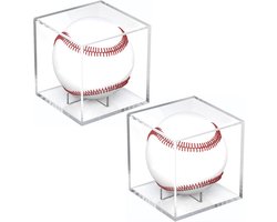 2-stuks Honkbalvitrine - Stofbestendige opbergdoos - Vitrine voor honkbalsouvenirs - 8x8x8 cm - Stofbestendig - Stapelbaar - Geschikt voor het tentoonstellen van waardevolle honkballen in tentoonstellingsruimtes - Transparant