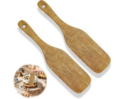 2 Stuks Houten Deegschraper en Spatel voor Bakken en Keuken