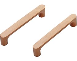 2 -stuks Houten ladehandgrepen - Massief houten keukenkastgrepen - Multifunctionele houten handgrepen - Kastdeurgrepen - Geschikt voor lades van diverse meubels zoals boekenkasten en nachtkastjes - Houtkleur