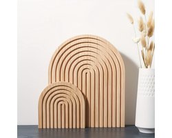 2 stuks houten regenboogboog Boho-bord - Moderne Boheemse stijl woondecoraties - Voor wandplank, aanrecht, woonkamer, slaapkamer, kantoor