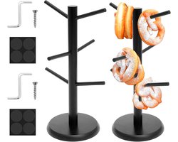 2 Stuks Houten Standaard met 6 Armen - Presentatierek voor Snacks en Kopjes