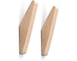 2 -stuks Houten Wandhaken - Kapstokken - Eenvoudig te installeren - Natuurlijk massief hout - Geschikt voor hal- en entreedecoratie, voor het ophangen van hoeden, petten en kleding.