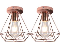 2 Stuks Industriële Plafondlamp Slaapkamer 20cm Plafonnière Retro Keuken Woonkamer Plafonnière Roze