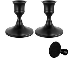 2-Stuks Kandelaars - Kaarsenhouder - Metalen kandelaars - 7*6.7*6.7cm - Kaarsenhouders - Kaarsenstandaard - Decoratieve kandelaars - Geschikt voor eettafels, schoorsteenmantels en als decoratie bij de koffiehoek - Zwart