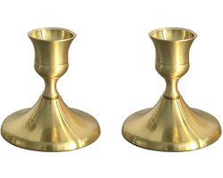 2 stuks Kandelaars - Kegelvormige kandelaars - Kaarsenstandaards - Vintage metalen kandelaars - Kaarsenstandaards - Decoratieve kandelaars - Geschikt voor tafeldecoratie, Halloween, bruiloften en woondecoratie - natuurlijke koperkleur